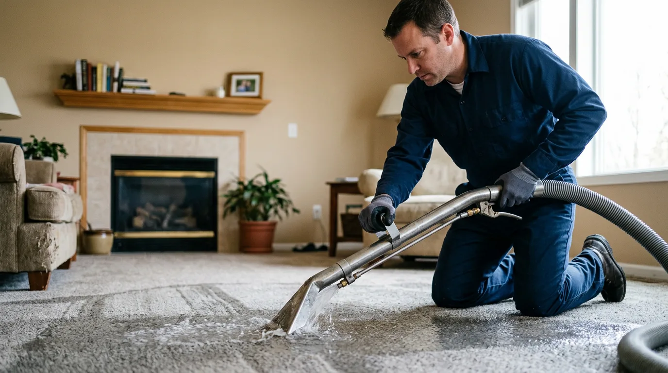 Water damage restoration technician working near Oglesby, TX